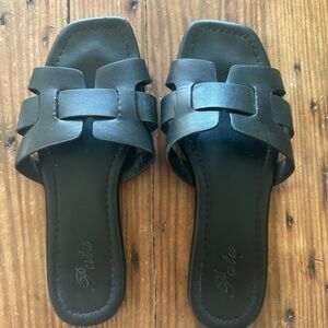 Amazon Black Woven Strap Sandals